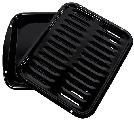 Certified Appliance Accessories Large 2-Piece Broiler Pan & Grill Set Porcelain-on-Steel 16-1/2x12-3/4x1-3/4, Universal, Whirlpool, Broiler Pan for Oven, Black