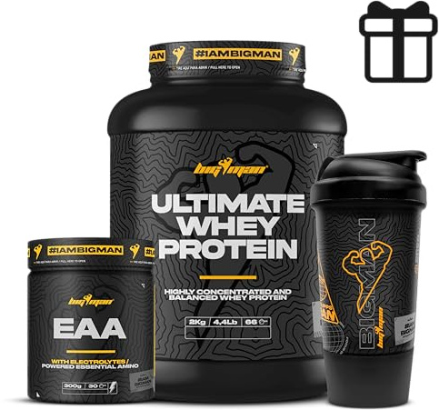 Pack BigMan Ultimate Whey Proteína 2Kg (SANDIA) + Aminoacidos Essenciales Electrolitos + Shaker PRO REGALO | Fuerza, Resistencia | Tonificación Muscular | Recuperación Deportiva | Isotonico