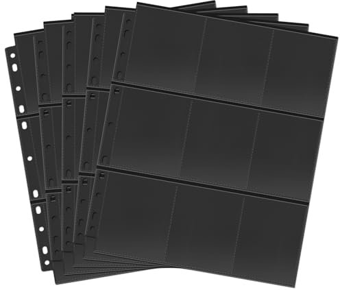 GoldOars 50 stück Sammelkarten Hüllen Doppelseitiger 900 pockets Leere Sammelmappe Heft Sammelkartenzubehör Geeignet für Ringbücher (Schwarz)