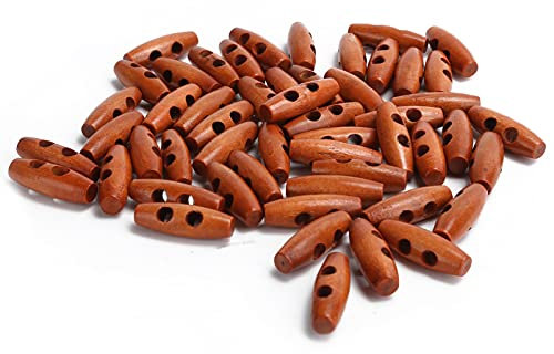 200 Stück Holz-Knebelknöpfe, Olivenform, Nähknöpfe, 2 Löcher, 30 mm, Holzknöpfe zum Basteln, Stricken, Nähen