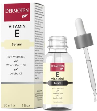 DERMOTEN Vitamin-E-Serum Für Haut und Haar, nährende und antioxidantienreiche Hautpflege, Feuchtigkeitscreme für trockene Haut, für alle Hauttypen geeignet, 30 ML