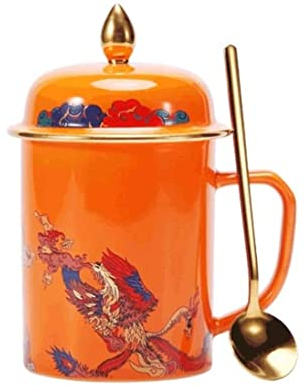 Tazzine Caffè Tazza da Caffè Tazza di Tè Tazza Da Caffè In Ceramica Con Motivo Drago E Fenice Con Coperchio, Tazza Da Caffè Creativa In Stile Cinese, Regalo Multifunzionale Tazzine di Caffe Tazze da C