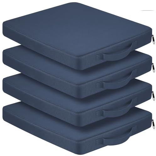Juexica 4 Packs Portable Stadium Seat Cushion with Handle 1.4 Inch Thick Bleacher Seat Stadium Cushion Padded for Sports Events, Outdoor Concerts, Camping, Hiking, Fishing, Beaches, Chairs(Navy Blue)