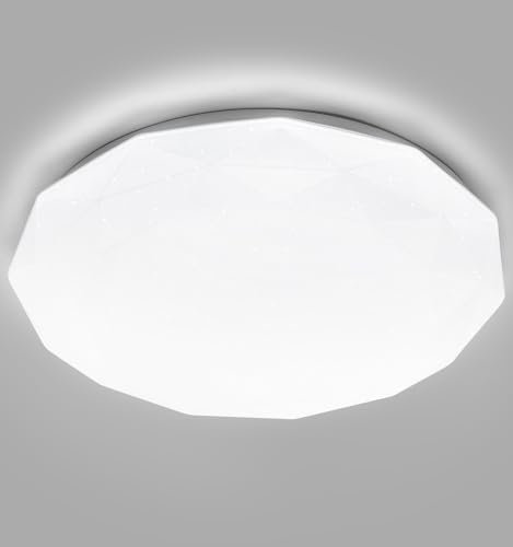 XEMQENER Modern LED Ceiling Light, 24W Diamonds Flat Ceiling Lights, LED Lights for Living Room Bedroom Kitchen Hallway, 6000K Daylight Flush Mount Lamp