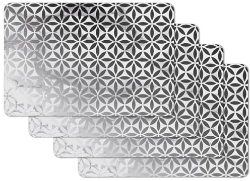 Venilia Avio - Juego de 4 manteles Individuales (4 Unidades, 45 x 30 cm), diseño de círculos, Color Blanco y Negro