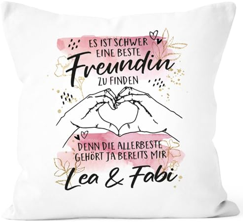 SpecialMe® Kissen-Bezug Beste Freundin personalisiert mit Namen persönliche Geschenke BFF Dekokissen weiß Standard
