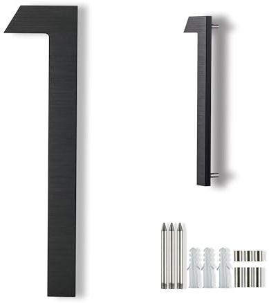 Moderne Hausnummer für den Außenbereich 20,3 cm, große Hausnummern aus Metall Zahlen für Hausadresse mattschwarz für den Außenbereich schwimmend bündig vertikal horizontal Aluminium hausnummer 1