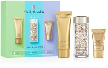 Elizabeth Arden - Plumping Hydration Set: Hyaluronsäure-Ceramid 60 Kapseln + Ceramid-Reinigungscreme 50ml + Ceramide Lift and Firm Tagescreme 15ml, Feuchtigkeitsspendende Hautpflege für trockene Haut