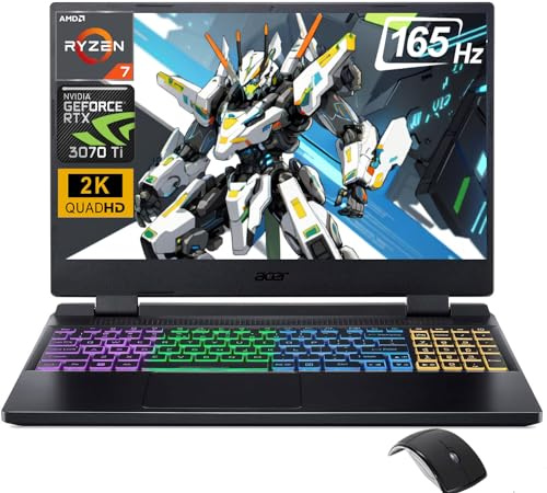 acer Nitro 5 Gaming Laptop 2024 Newest, 15.6 QHD IPS 165Hz Display, AMD Ryzen 7 6800H(8 core), NVIDIA GeForce RTX 3070 Ti, 32GB DDR5 RAM, 1TB SSD, Wi-Fi 6E, Backlit Keyboard, Windows 11 Home