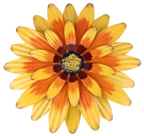 TOPBATHY Wrought Iron Daisy Pendant Flower Wall Decoration Iron Gate Ornament for Home Decor Garden Accessories Outdoor Wall Art Decor for Living