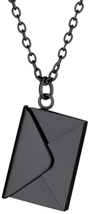 Supcare Halskette Damen Umschlag Kette Anhänger Fotokette Gravur Umschlagkette Medaillon Kette mit Bild Halskette Memorial Kette mit Liebesbrief Envelope Locket Personalisiert Modeschmuck für Ehefrau