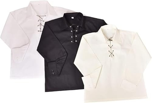 FITWORTH Children's Deluxe Ghillie Shirt | Traditional Scottish Kilt Shirt Jacobite Shirt | Kids Ghillie Shirt for Boys in 3 Colours (UK, Age, 5 Years, 6 Years, Regular, White)