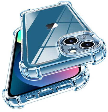 ivoler Anti-Amarillo Clara Funda para iPhone 13 6.1 Pulgadas con Cojín Esquina Parachoques, [Protección Militar] Carcasa Protectora Antigolpes Transparente Anti-Arañazos Duro Bumper Case
