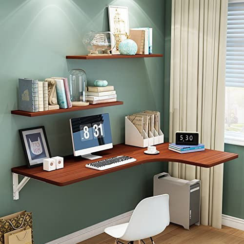 Klappbarer Wandtisch-Eckschreibtisch für kleine Räume – platzsparender, schwebender Schreibtisch mit Metallständer für Büro, Schlafzimmer, Küche, Esstisch