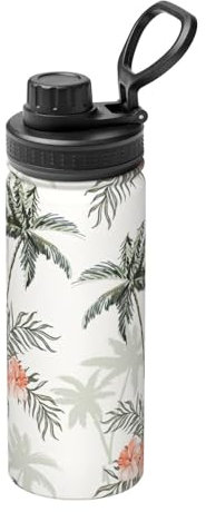 Bouteilles d'eau en acier inoxydable avec imprimé palmiers tropicaux - 532 ml - Résistantes à la chaleur - Pour l'extérieur, les voyages - Pour homme et femme