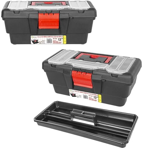 Two Tigers | Caja Herramientas con Bandeja | Pack 2 | 33 cm | Asa Reforzada
