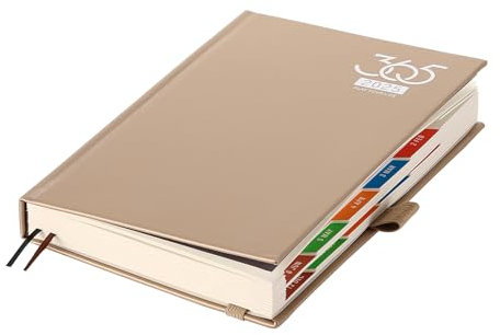 Akademischer Terminkalender 2025 A5 Tag pro Seite, 2025 Terminplaner, A5-Seite pro Tag von Januar bis Dez, Ganzjahresplaner mit bunten monatlichen Registern, Stifthalter, Innentasche (Gold)