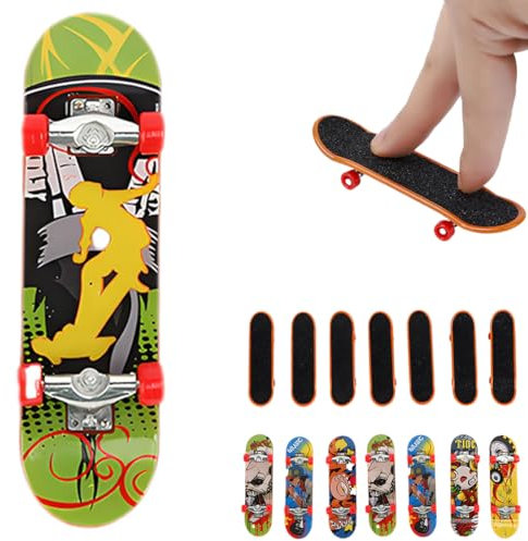 SJBAUTYO Finger Skateboard, 8 Stück Fingerboard, Mini Fingerskateboards Set, Professionelles Finger Spielzeug - für Kinder Partytütenfüller, Kindergeburtstag Geschenke (Zufällige Muster)