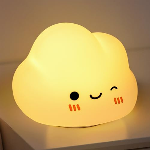 FOGARI Wolkenförmige Nachtlicht Kinder Nachtlicht Baby - 7 Farben 5 Helligkeit Baby Stilllicht,für Schlafzimmer, Kinderzimmer, Babyzimmer, Tragbar USB Aufladbar, Geschenke für Frau, Mädchen, Freunde