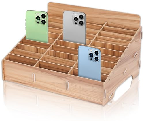 GBKDQQ Handy Aufbewahrungsbox, 30 Gitter Holz Mobiltelefone Aufbewahrungsbox, Handygarage, Telefon Rechner Halter, Handy-Management-Aufbewahrungsbox für Klassenzimmer