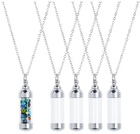 Hobbspring 4pcs Glass Vial Necklace Pendants, Transparent Tube Urns, Keepsake Necklaces, DIY Craft Jewelry Making