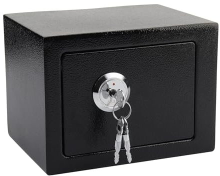 CrownsShop Security Safe Box 23x17x17cm 3 Keys - Steel Money Safe for Home Office