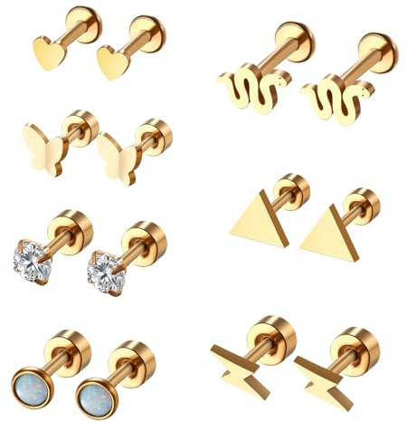 JewelryWe Helix Piercings Knorpel Ohrringe für Damen, 316L Chirurgenstahl Ohrstecker Damen Creolen Hypoallergen Klein Conch Tragus Piercing Ohr Schmuck