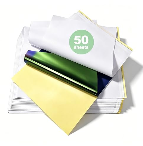 Rayyl 50 Hojas Papel Transfer Tattoo, A4 Papel Hectografico Tattoo Transfer Paper Accesorios de Tatuaje, Ideal para Impresora Tatuajes y Diseño DIY