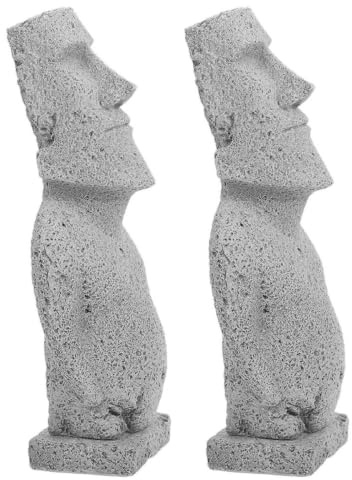 FUTUREORYY 2piezas Figuras Moai de Piedra Realista para Decoración de Mesa y Estantería para Hogar Jardín y Acuario Esculturas Duraderas con Diseño Artístico Distintivo