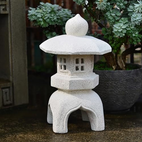 Farol solar de pagoda para jardín y patio, decoración zen japonesa, acabado de piedra de poliresina, iluminación de paisaje asiático para interiores y exteriores