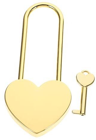 DIYEAH Candado de Corazón Pequeño Metálico con Llave, Cierre Seguro para Diario y Caja de Almacenamiento, Adecuado para Mochila y Equipaje, 1 Unidad, Color Dorado, Uso Multifuncional