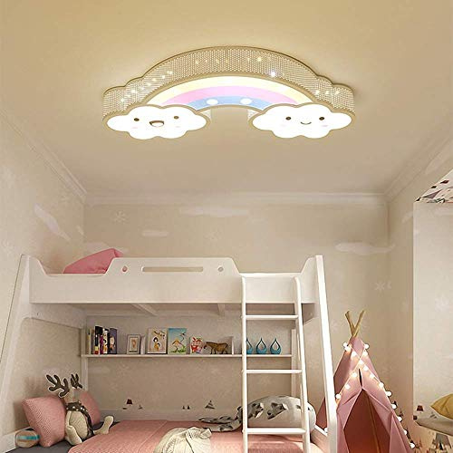 Moderna de araña acrílica Linda Nubes de Arco Iris lámpara de Techo Dibujos Animados LED Dormitorio Dormitorio para niñas iluminación Pintura Ambiental (Color: luz cálida, Talla s)