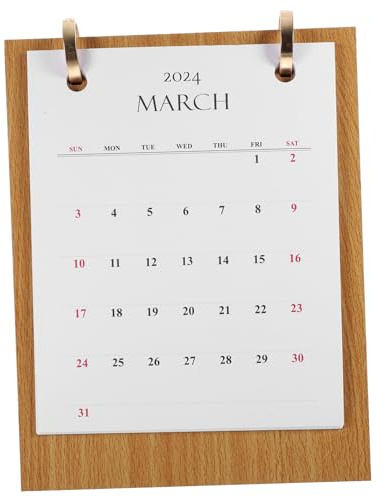 Angoily Holz Tischkalender mit Abnehmbarem Holzfuß Kompakter Monatskalender für Büro Zuhause und Schule Wiederverwendbarer Desktop Kalender im Minimalistischen Design