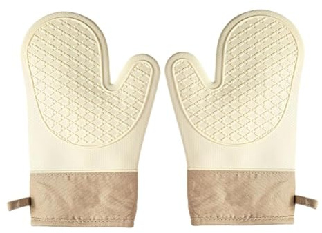 KEWUF Guantes para Horno de Cocina, Manoplas Horno Resistentes, Guantes de Horno Resistentes al Calor 230℃, Juego de Cocina de Silicona Resistentes al Calor Aptos para cocinar, Hornear y Asar