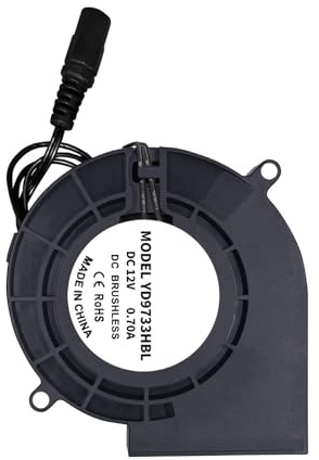Obotsnoi Ventilador compacto sin escobillas de 12 V, 97 mm, rodamiento de bolas, centrífugo para arrancador de carbón al aire libre, camping, picnic, parrilla de cocina