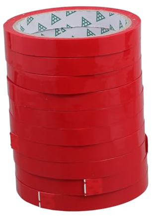 Ruban Adhésif pour Produits Frais Rouge 10 Pièces en Polypropylène | Regroupement Pratique et Maintien Sûr, Usage Maison et Supermarché, Format Adapté aux Paquet