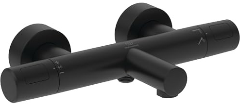 Ideal Standard Alero Badethermostat Aufputz, Auslaufhöhe 163 mm – Schwarz | Wassersparend, Verbrühschutz, universeller G-1/2-Anschluss, hochwertige Badarmatur, A8576XG
