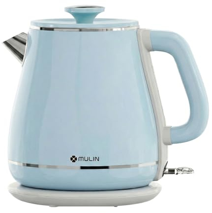 MULIN Hervidor de Agua Eléctrico Vintage 1.8L, 2200W – Acero Inoxidable 304, Ebullición Rápida, Apagado Automático, Base 360° sin Cables – Tetera Eléctrica para Té y Café