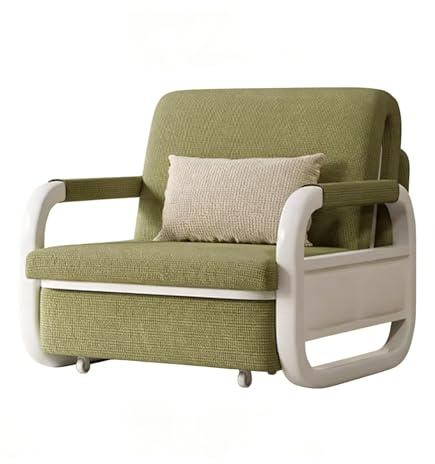 Hopfällbar Bäddsoffa Fåtölj med Mjukt Plyschtyg och Förstärkt Metallram Multifunktionell Sovfåtölj Platsbesparande Design för Lägenhet Gästrum(Green)