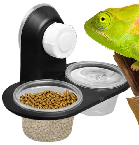 Generico per Cibo Crestato - Alimentatore A Sporgenza da 4,53 Pollici con 4 Tazze | Dispenser per d'Acqua per Cibo per Rettili, Granchio Eremita, Camaleonte, Tartaruga, Rana, Lucertola E Ta