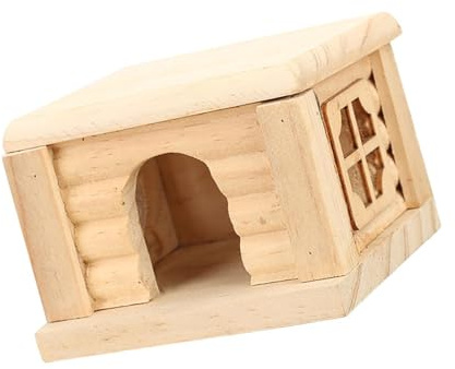 LIXSAZSE Einzigartiges Hamsterhaus aus Holz für Kleintiere wie Mäuse, Zwergrennmäuse und andere Kleintiere mit Fenster zum Knabbern, Spielen und Ausruhen. Fördert die Aktivität Ihrer Haustiere.