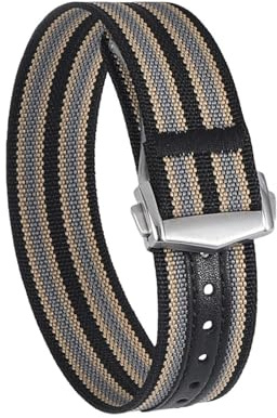 Premium ribbad nylon klockband 20 mm 22 mm med vikbart spänne sportband för herr traditionell klocka, 20mm, Acetat, Inga ädelstenar