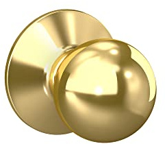 SCHLAGE F10 ORB 605 Orbit Door Knob, Hall & Closet Passage Lock, Bright Brass