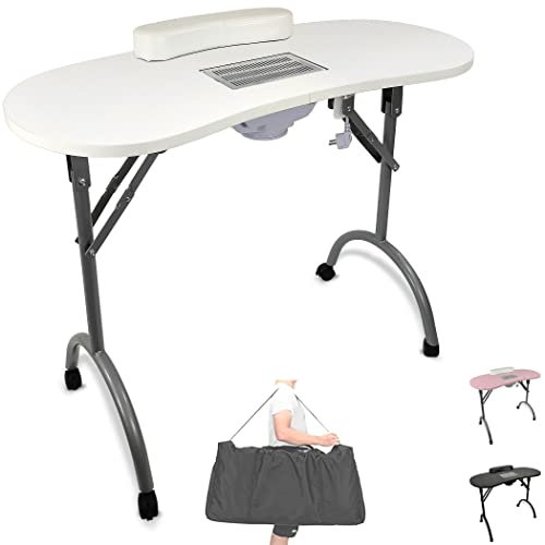 Beltom® Maniküretisch mit Absaugung Nageltisch Tragbaresmanikürtisch Mobilesmanikürtisch - 12 KG - 98 x 44 x 77 cm - Weiß