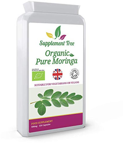 Organic Moringa Oleifera 500mg 120 Capsules | 100% Pure & Non-GMO | Soil Association Certified Organic | Suitable for Vegans & Vegetarians