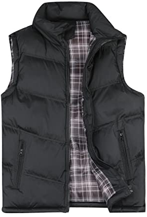 YOUTHUP Mens Outwear Padded Gilets Winter Puffer Quilted Body Warmer Outdoor Sleeveless Coat Black, S