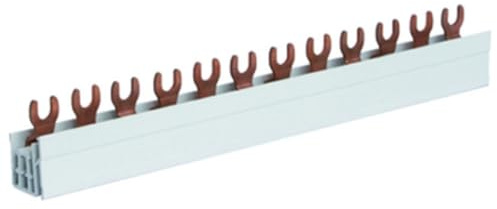 Hager KDN363A Phasenschiene 3-polig 63A 10mm² 12 Module - Sammelschiene | Gabel-Phasenschiene fuer Leitungsschutzschalter, 12M Schienenblock, 3P Sammelschiene mit Schraubtechnik & QuickConnect