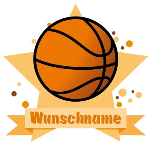 Samunshi® Basketball Wandtattoo Türschild mit Name personalisierbar Kinderzimmer Türaufkleber Baby Wandaufkleber - 40x35cm mehrfarbig