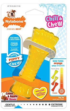 Nylabone Puppy Dog Teething Colour Change Freezer Bone Dog Chew Toy, Lamb & Apple Flavour, Small, for Puppies Up to 11 kg