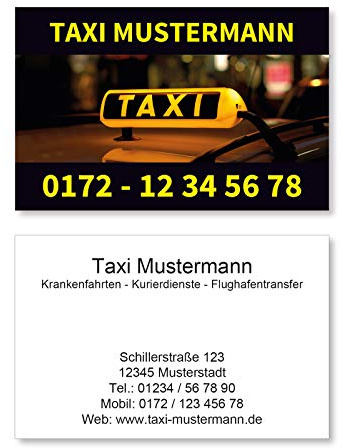 1000 Visitenkarten für Taxi Kurier Transport - 400g Bilderdruck matt
